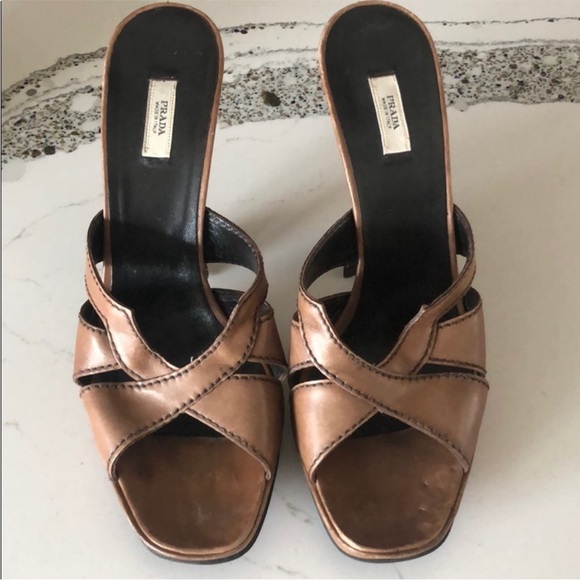 Prada Women's Brown Leather Heels - Picture 1 of 6